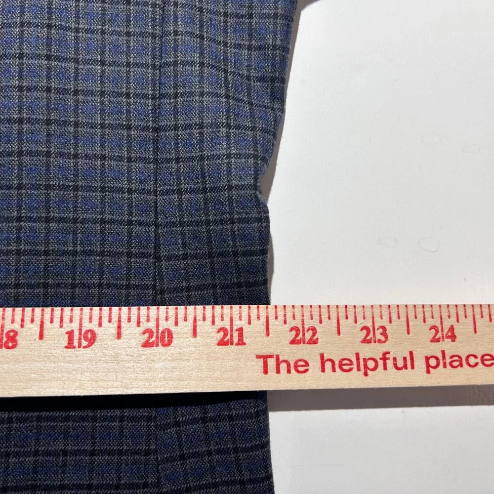 Hart Schaffner Marx 44R Sport Coat Wool Blend Blue Plaid Two Button Double Vent